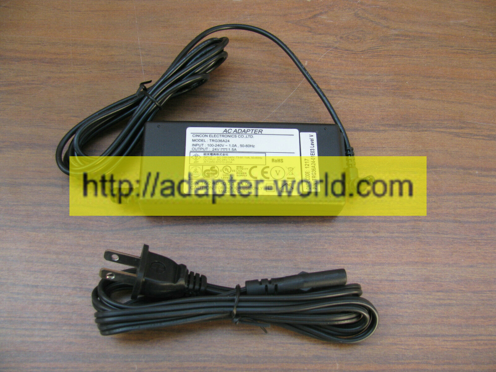 *100% Brand NEW* Cincon TR36A24 JET2850-61010-2034 AC Adapter 24V 1.5A ITE Power Supply Free shipping!